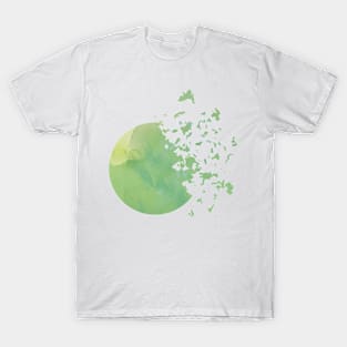 Green Moon into the Universe Lime color T-Shirt